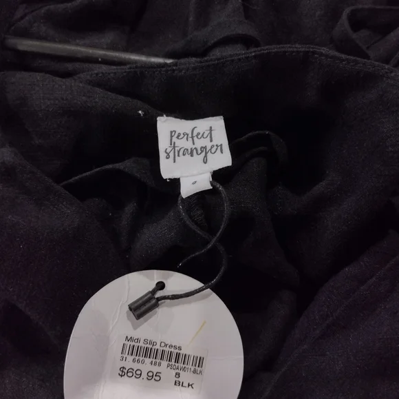 Perfect Stranger black midi slip dress NEW - Picture 2 of 4